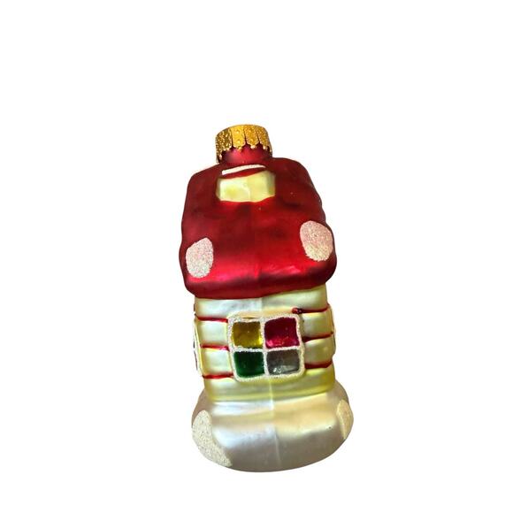 Christmas Village House Ornament Glass Embellished UT Wreath Glitter - Picture 4 of 9